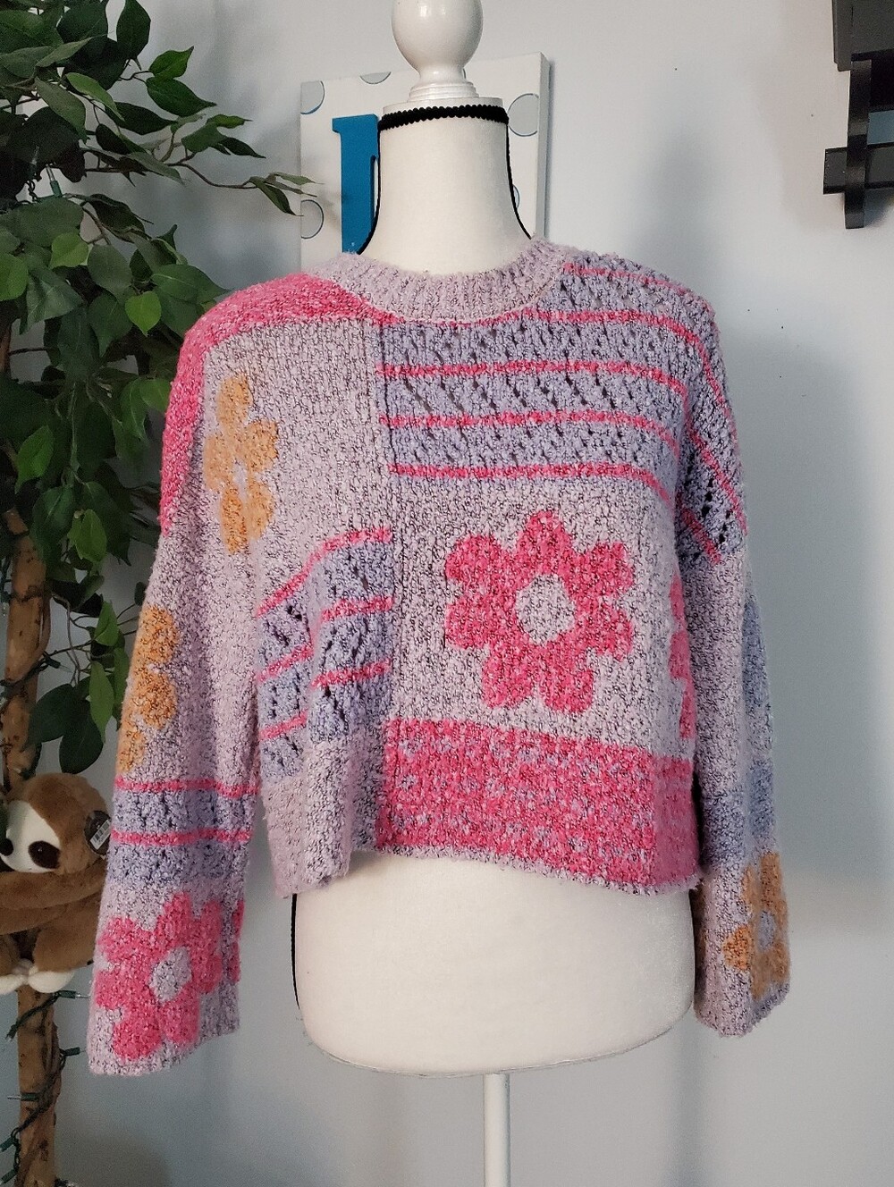 MOON & MADISON Chunky Cropped Retro Oversized Sweater L
